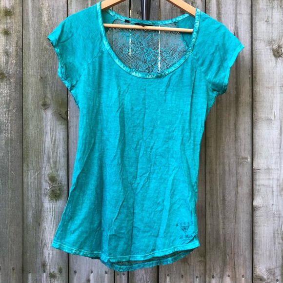 Guess Teal Lace XS T-shirt - Picture 5 of 14
